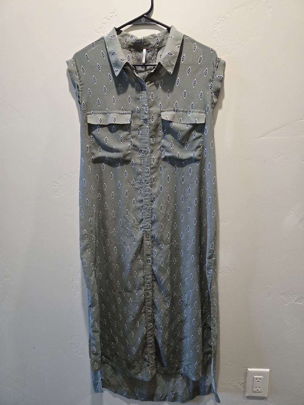 Free People Cap Sleeve Sheer Button Up Dress